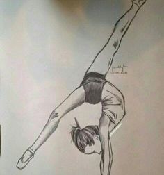 a drawing of a person doing a handstand