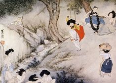 shin yun bok, dano day #korean #painters #lunarcalendar Ancient Korea, Korean Painting, Dance Paintings, Asian Painting, Scene Art, Traditional Korean, Art Japonais, Korean Art, Art Antique