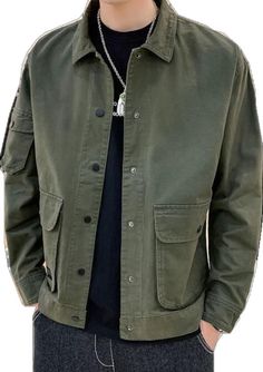 Military Style Long Sleeve Khaki Outerwear, Khaki Long Sleeve Cargo Outerwear, Khaki Long Sleeve Cargo Style Outerwear, Casual Dark Green Outerwear For Fall, Khaki Long Sleeve Utility Jacket With Multiple Pockets, Khaki Techwear Utility Jacket With Flap Pockets, Khaki Long Sleeve Outerwear With Cargo Pockets, Urban Outerwear With Stand Collar In Khaki, Urban Khaki Outerwear With Stand Collar