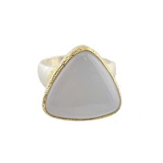 Chalcedony Ring Size 7-Vasant-Swag Designer Jewelry Gold Chalcedony Jewelry For Anniversary, Formal Fine Jewelry Chalcedony Rings, Formal Chalcedony Rings Fine Jewelry, Formal Chalcedony Rings In Fine Jewelry Style, Modern Chalcedony Jewelry With Polished Finish, Elegant Chalcedony Rings With Natural Stones, Anniversary Chalcedony Ring With Polished Finish, Fine Jewelry Chalcedony Gemstone Rings, Modern Chalcedony Rings For Gift