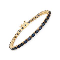 14k Gold Sapphire Bracelet, Genuine Blue Sapphire Ovals Gold Bracelet for Women, 14k Yellow Gold Sapphire Tennis Bracelet, Bridesmaid Gift Upgrade your tennis bracelet collection with this vibrant piece. Graced by the color of royalty, this bracelet features 7.48 ctw Of majestic oval blue sapphire gemstones. Set in polished 14k yellow gold with fine finish, makes this bracelet the perfect birthstone gift for those born in september. Box with tongue and safety clasp, blue sapphire bracelet. Blue Formal Sapphire Oval Bracelets, Formal Sapphire Oval Bracelet, Gold Oval Tennis Bracelet As Gift, 14k Gold Oval Diamond Jubilee Bracelet, Oval Diamond Jubilee Bracelet In 14k Gold, Oval Jubilee Diamond Bracelet In 14k Gold, Oval Sapphire Bracelets As Gift, Blue Oval Bracelet For Anniversary, Blue Oval Bracelets For Anniversary