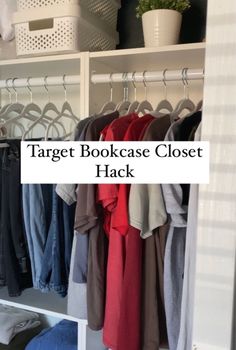 *Disclosure: There are some affiliate links included in this post, which means I will get a small commission if you purchase through these links at no additional cost to you. Hey Homies! I posted my version of the Target Bookcase Closet Hack that I found on Tiktok and received lots… Bookcase Closet Hack, Target Bookcase Closet, Tidy Wardrobe, Dresser Top Organization Ideas, Bookcase Closet, Closet Makeover Diy, Room Organization Bedroom, Closet Hacks