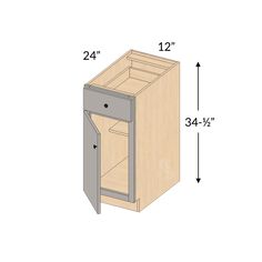 an image of a cabinet with the door open and measurements for it's drawers