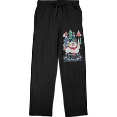 Show off your Christmas Spirit any day of the year when you wear these men’s black sweatpants! The classic Frosty sweats feature a big, colorful graphic that has been professionally printed to ensure long-lasting print quality. The Frosty the Snowman fan apparel is black, and includes a drawstring waistband for maximum comfort and functionality. The classic Christmas character sweat pants are made of 60% cotton and 40% polyester. They can be machine washed in cold water with like colors, then tu Frosty The Snowman, Frosty The Snowmen, The Snowman, Black Sweatpants, Christmas Characters, Pajama Bottoms, Sweat Pants, Bottom Clothes, Classic Christmas