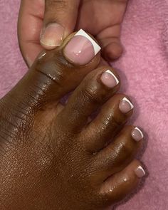 Dark Skin Pedicure, French Tip Acrylic Toes, Toes French Tip, Sixth Form, Pink Toes