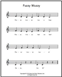 the music sheet for fuzzy wuzzy