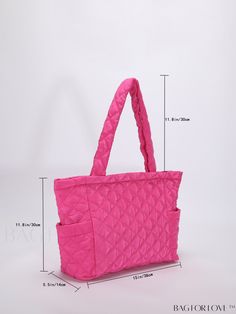 BagForLove - Quilted Neon Pink Shoulder Tote Bag Product Description Color Hot Pink Strap Type Double Handle Bag Size Medium Pattern Type Quilted Type Shoulder Tote Bag Style Funky Material Polyamide Composition 100% Polyamide Size Chart INCH CM Bag Length Bag Width Bag Height Handle Height 15 inch 5.5 inch 11.8 inch 11.8 inch Bag Length Bag Width Bag Height Handle Height 38 cm 14 cm 30 cm 30 cm Details Pictures Similar Products h2 { text-align: center; } /* æ¢è¡ */ li{ white-space: normal; wo Pink Quilted Bag For On-the-go, Pink Quilted Bag For Shopping, Pink Quilted Pouch Bag, Quilted Pink Bag For On-the-go, Pink Quilted Shoulder Bag For Daily Use, Trendy Pink Quilted Bag, Pink Quilted Rectangular Shoulder Bag, Pink Quilted Tote Bag, Bag Style