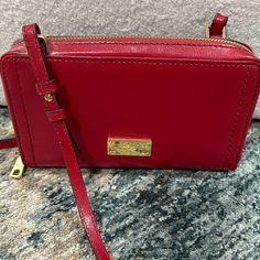 Beautiful Rich Red Small Purse With Gold Hardware. Never Used And In Perfect Condition. Casual Red Phone Bag With Removable Pouch, Red Satchel Phone Bag For Travel, Elegant Red Phone Bag For Travel, Elegant Red Bag With Cell Phone Pocket, Elegant Red Bags With Cell Phone Pocket, Everyday Red Shoulder Bag With Cell Phone Pocket, Red Shoulder Bag With Cell Phone Pocket As Gift, Elegant Red Phone Bag With Removable Pouch, Chic Red Crossbody Phone Bag