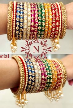 Fall In Love With This Beautiful Creation Of Multi Color Acrylic Bangles. All The Popular Colors Are There In This Beautiful Combination And Ready To Go With Every Of Your Ethnic Dress Collection. Multi Colored Bangles Are Beaded With Stone and Hanging Pearls Bangles At Both End Of This Ensemble Are Making It More Exclusive. Gift Yourself This Beautiful Set On Your Special Day. Embroidered Festive Jewelry For Parties, Gold Beaded Bangle For Wedding, Elegant Multicolor Bridal Sets For Festivals, Embroidered Bangle Jewelry For Wedding, Beaded Bangle For Wedding And Festive Occasions, Embroidered Bangle For Wedding, Festive Beaded Wedding Bangle, Multicolor Festive Bridal Sets For Wedding, Festive Multicolor Bridal Sets For Wedding