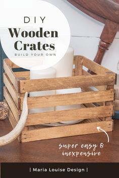 a wooden crate with the words diy wooden crates build your own