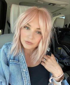 Hair Ideas With Curtain Bangs, Long Bob With Curtain Bangs, Medium Length Hair Ideas, Bob With Curtain Bangs, Long Bobs, Pink Blonde Hair, Smink Inspiration, Shoulder Length Hair Cuts, Hair Color And Cut