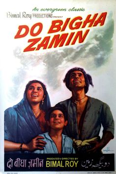 an old movie poster for do bigha zamin with two men standing next to each other