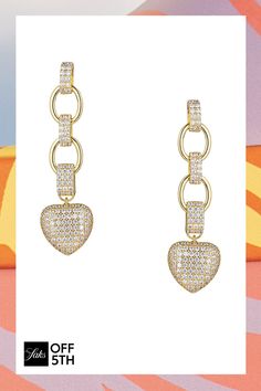 From The Luxe Collection. Classic Heart-Shaped Drop Earrings Are Adorned With Cubic Zirconia. Cubic Zirconia 18k Goldplated Brass Pushback Imported Size Drop, About 3" Click Here For A Guide To Jewelry & Watches. Center Core - W Jewelry > Saks Off 5th > Barneys Warehouse. Eye Candy La. Valentine's Day Gold Crystal Earrings, Cubic Zirconia Heart Dangle Earrings For Party, Cubic Zirconia Dangle Heart Earrings For Party, Party Heart Dangle Earrings With Cubic Zirconia, Dangle Heart Earrings With Cubic Zirconia For Party, Party Dangle Heart Earrings With Cubic Zirconia, Gold Heart Earrings With Cubic Zirconia, Gold Cubic Zirconia Heart Dangle Earrings, Gold Cubic Zirconia Pierced Heart Earrings