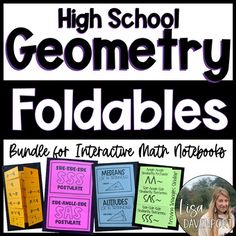 This geometry foldable notes bundle currently includes 120 foldables, perfect for use in a high school geometry course.  Ideal for use in interactive notebooks!  The current focus is on vocabulary, theorems/ postulates, and the use of algebra to solve geometry problems.  It will provide a fun and interactive way to supplement your current geometry curriculum with built in scaffolding and differentiated instruction.  Please download the "preview" to see a list of topics covered.  This download in Geometry Notes High School, Midpoint Formula, Geometry Notes, Math Bingo, Math Foldables, Geometry Problems