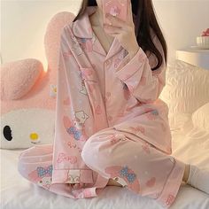 My Melody Pajamas, Melody Pajamas, Cute Korean Fashion, Pink Two Piece, Bridesmaid Pyjamas, Pajama Suit, Home Clothes, Sleep Wear