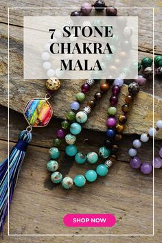 Experience the power of chakra healing with our beautiful 7 Stones Chakra Mala Beads. These handcrafted beads are made from natural stones that represent the 7 chakras in your body, promoting balance and harmony. Use them for meditation or as a stylish accessory to add to your wardrobe. Shop now and elevate your spiritual journey with our 7 Stones Chakra Mala Beads! Multicolor Mala With 108 Beads For Meditation, Multicolor 108 Beads Mala For Meditation, Spiritual Multicolor Beaded Necklaces For Rituals, Spiritual Jewelry With 108 Beads For Yoga, Spiritual 108 Beaded Jewelry For Yoga, Bohemian Multicolor Mala For Festivals, Spiritual Multicolor Beaded Necklaces For Meditation, Spiritual Multicolor Beaded Necklace For Meditation, Adjustable Spiritual Mala For Yoga