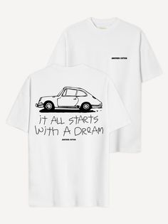 Dream T-Shirt – AnotherCottonLab T Shirts Graphic Design, Minimalist Graphic Print T-shirt With Short Sleeves, Simple Relaxed Fit T-shirt With Graphic Print, Minimalist Short Sleeve T-shirt With Graphic Print, Minimalist Graphic Print Short Sleeve T-shirt, Minimalist Graphic Print T-shirt Relaxed Fit, White Print T-shirt With Back Print For Streetwear, Minimalist Streetwear T-shirt, White Crew Neck T-shirt With Back Print