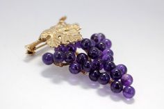 Grape Jewelry Grape Cluster Brooch One Leaf on Vine by Agrijewelry Grapes Jewelry, Grape Jewelry, Lilac Hydrangea, Hydrangea Colors, Magic Stones, Fruit Jewelry, Purple Jewelry, Natural Stone Jewelry, Wrapped Jewelry