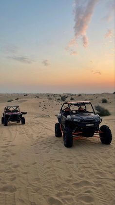 two four wheelers driving in the desert at sunset or sunrise with caption that reads, i haven't day