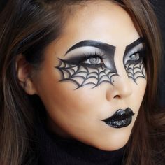 Carnaval Make-up, Fete Emo, Spider Makeup, Halloween Nails Diy, Halloween Eye Makeup