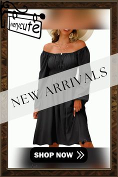 Black Off Shoulder Smocked Waist Swing Midi Dress Black Smocked Dress For Fall, Black Midi Dress With Smocked Cuffs For Spring, Billowy Black Midi Dress For Spring, Casual Black Dress With Smocked Cuffs, Black Casual Dress With Smocked Cuffs, Black Midi Dress With Smocked Back For Fall, Black Knee-length Smocked Dress For Spring, Black Long Sleeve Smocked Dress For Spring, Long Sleeve Black Smocked Dress For Spring