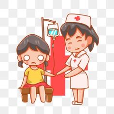 the nurse is giving her patient something to take care of illustration, cartoon, character png and psd