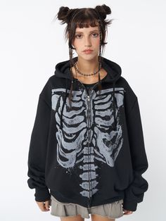 Shop our new zip up hoodie jacket in black, featuring a skeleton graphic screen print. Your new go-to. Discover women's jackets, y2k sweatshirts and more aesthetic grunge goth clothes at Minga London. Oversized Zip Up Hoodie, Black Zip Up Hoodie, Minga London, Skeleton Hoodie, 2 Piece Skirt Set, Skeleton Print, Black Zip Ups, Oversized Hoodie, Goth Outfits