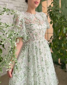 Lily of the Valley Dress | Teuta Matoshi Teuta Matoshi Dresses, Printing Flowers, Teuta Matoshi, Banquet Dress, Banquet Dresses, Dress Robes, Lace Gown, Lily Of The Valley, Prom Gown