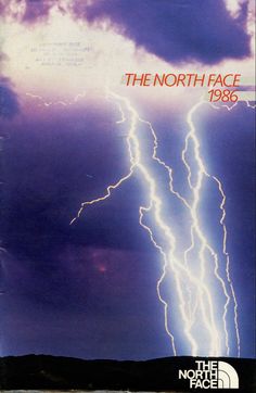 an advertisement for the north face with lightnings in the sky and clouds above it