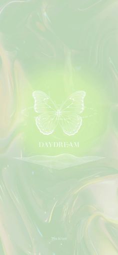 a green and white background with a butterfly on the bottom right corner that says day dream