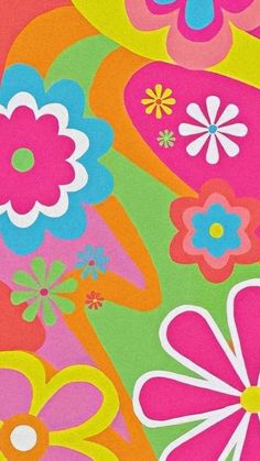 an image of colorful flowers on a pink background