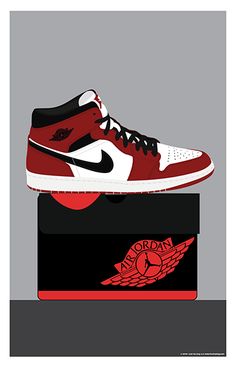 The iconic Air Jordan Sneaker 1 sneaker pictured on the original box. This is the perfect gift for any sneaker head! 11x17 Digital Print 80 lb Strathmore Cover (thick paper) Unsigned 18x24 and Larger Giclee Print 60 lb Super Heavyweight Matte Paper Signed by the Artist Acid Free, HP premium Matte 100lb cover, Brilliant white FSC certified paper Shipped in our custom protective corrugated tube Larger prints are individually printed as a Giclee print on high quality paper using 12 color HP Viviera Air Jordan 1 Box, Air Jordan Illustration, Jordan 1 Cartoon Wallpaper, Air Jordan 1 Artwork, Nike Jordan Illustration, Air Jordan 1 Chicago, Chicago Poster, Biggie Smalls, Shoes Sneakers Jordans