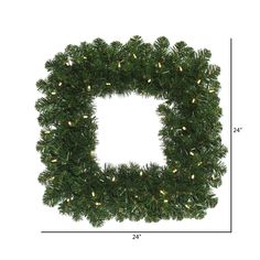 the christmas wreath with lights is shown in front of a white background and measurements for it