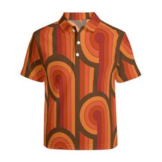 Step into the groove of the 70s with our Retro Polo Shirt for Men – a vibrant and stylish nod to the iconic era. This Short Sleeve Retro Shirt features a striking geometric orange and brown stripe pattern print, capturing the essence of 70s style and adding a touch of retro flair to your wardrobe. Crafted from a comfortable blend of 95% polyester and 5% spandex, this Retro Polo Shirt ensures a soft and flexible fit for all-day comfort. The short sleeves make it perfect for warmer weather, allowing you to showcase your retro style with ease. Elevate your casual look with this 70s Style Polo Shirt, a standout piece that effortlessly combines comfort and retro fashion. Whether you're heading to a casual outing or simply want to infuse your wardrobe with a touch of nostalgia, this Retro Polo S 70s Shirts, Modern Boutique, Retro Party, Striped Polo Shirt, Summer Is Coming, Mens Short Sleeve Shirt, 70s Style, Retro Shirts, Shirt Men