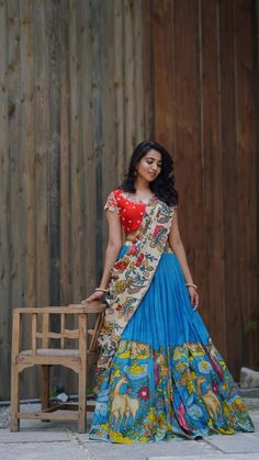 Kalamkari Dresses, Half Saree Lehenga, Saree Lehenga, Long Kurti, Vidya Balan, Long Kurti Designs, Desi Fashion Casual, Half Saree Designs, Lehenga Skirt