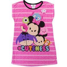 Our eBay Store About Us Contact Us Add to Favorites  ☆☆☆☆DISNEY☆☆☆☆ Tsum Tsum Character Nightgown Little Girl sizes: 4, 6 Girl's nightgown features Disney characters Mickey and Minnie Mouse, Tigger, Piglet, Eeyore, Marie, Stitch, Mike, and more.  Flame resistant.  Machine washable.  Imported. Color: Pink Material: 100% Polyester Tsumtsum Disney, Tsum Tsum Characters, Baby Nightgown, Cute Nightgowns, Girls Nightgown, Disney Tsum Tsum, Kids Discover, Disney Life, Cute Pajamas