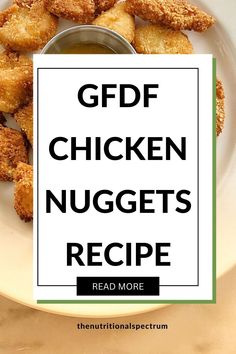 fried chicken nuggets recipe on a plate with the words, gdff chicken nuggets recipe read more