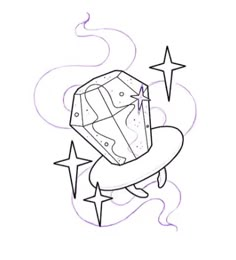 a drawing of a diamond on top of a pillow with stars in the sky behind it