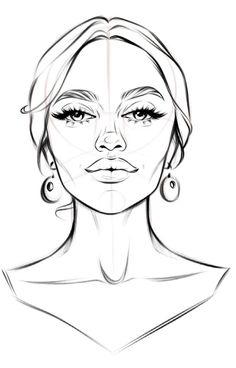 a drawing of a woman's face with large hoop earrings on her head and eyes