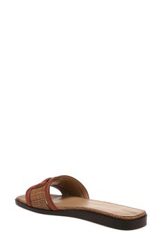 An iconic logo accent punctuates the bridge of a breezy slide sandal balanced by a square toe and subtle wedge heel. Flat sole Leather and synthetic upper/synthetic lining/rubber sole Imported Iconic Logo, Sandal Women, The Bridge, Sam Edelman, Slide Sandals, Wedge Heels, Cognac, Rubber Sole, Womens Sandals