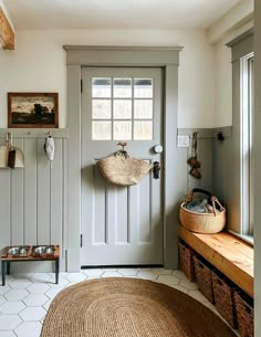 the entryway is clean and ready for us to use as a storage area in the house