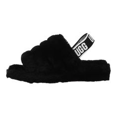 Nwot -No Box Size: 6 Ugg C11 Black Winter Slippers With Round Toe, Black Cushioned Slippers For Winter, Black Slip-on Winter Slippers, Black Fluffy Slippers For Winter, Comfortable Black Slippers For Streetwear, Black Sporty Synthetic Slippers, Sporty Black Synthetic Slippers, Black Synthetic Slippers, Womens Slides