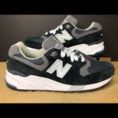 New Balance 999 D Made In Usa Navy Grey Running M999cbl Brand New Without Original Box Smoke Free Pet Free Location Fast Shipping All Our Shoe Listings Are 100% Authentic Will Ship Out On The Same Day If Purchased Early Or Next Business Day For After Hours Orders Gray Leather Running Shoes With Boost Midsole, Black Leather Running Shoes For Walking, Gray Leather Running Shoes With Rubber Sole, Black Sneakers With Air Cushioning For Walking, Black Running Shoes With Removable Insole And Round Toe, Black Leather Running Shoes With Medium Fit, Gray Running Sneakers With Removable Insole, Gray Leather Low-top Running Shoes, Black Lace-up Running Shoes With Removable Insole