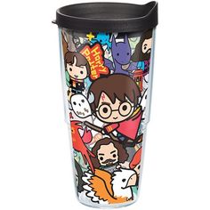 the harry potter tumbler has many characters on it