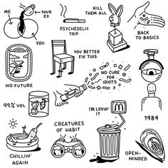 an image of various things that can be seen in this graphic style, including chairs and other