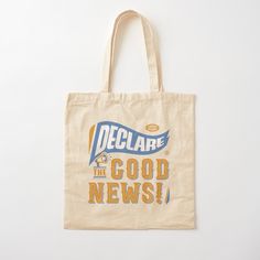 100% cotton reusable shopping carry bag with digital print on one side. A vintage style typography design for the upcoming convention of Jehovah's Witnesses. The Good News, Jehovah's Witnesses, Cotton Tote Bag, Carry Bag, Carry On Bag, Transparent Stickers, Print Tote, Printed Tote Bags, Tote Bag Design