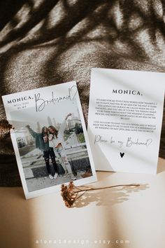 a couple is holding hands and posing for the camera with their wedding photos on them