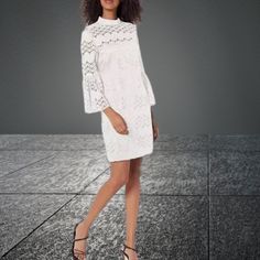 Trina Turk New Lace Cocktail Dress Size 6 Lined Washable White 3/4 Sleeves $228 Fitted Long Sleeve Lace Dress For Daywear, Fitted White Long Sleeve Dress For Spring, Spring Lace Midi Dress For Workwear, Elegant Mini Length Lace Dress For Daywear, Chic Mini Length Lace Dress For Daywear, Chic Lace Mini Dress For Daywear, Elegant Long Sleeve Dress For Spring Daywear, Elegant White Long Sleeve Dress For Brunch, Elegant Spring Midi Dress With 3/4 Sleeves