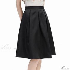 Elluis - Chic Midnight Black Pleated Midi Skirt featuring High-Waist and Luxurious Smooth Satin Finish Black Pleated Midi Skirt, Satin Finish, Midnight Black, Pleated Midi Skirt, Types Of Skirts, A Line Skirts, Midi Skirt, Satin, High Waisted