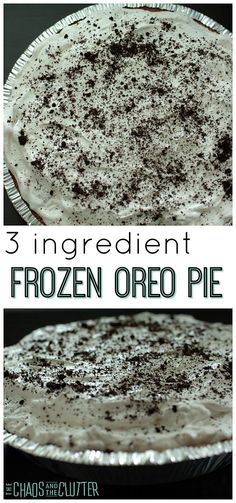 there are three different types of frozen oreo pies in this collage with text overlay